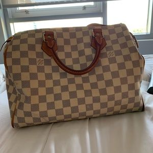Speedy 30 Damier Azur White Coated Canvas Tote